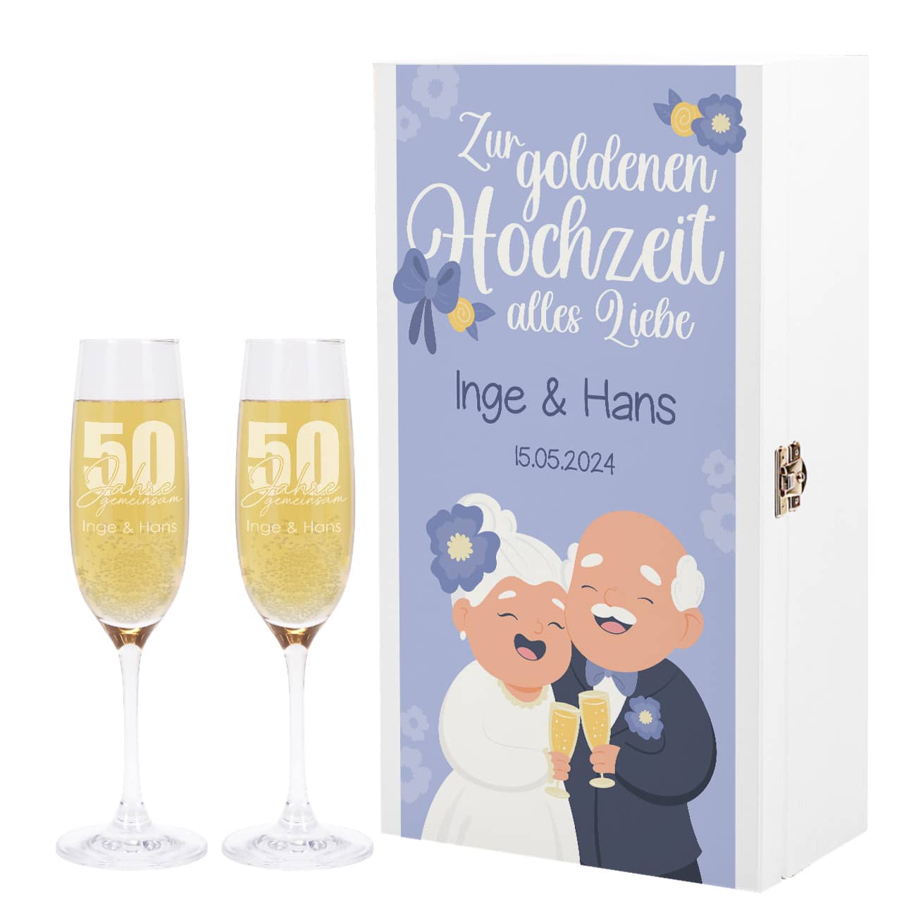 Personalisiertes Geschenkset zur goldenen Hochzeit