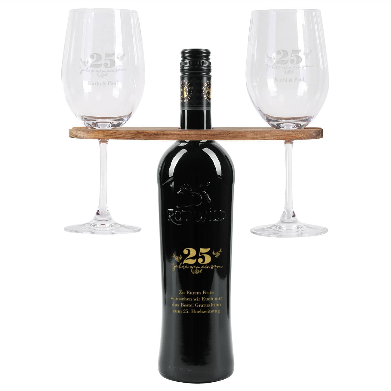 Geschenkset zum Hochzeitstag mit Namen, Wunschtext; Jubiläum