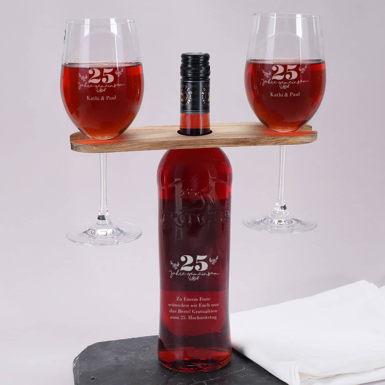 Geschenkset zum Hochzeitstag mit Namen, Wunschtext; Jubiläum