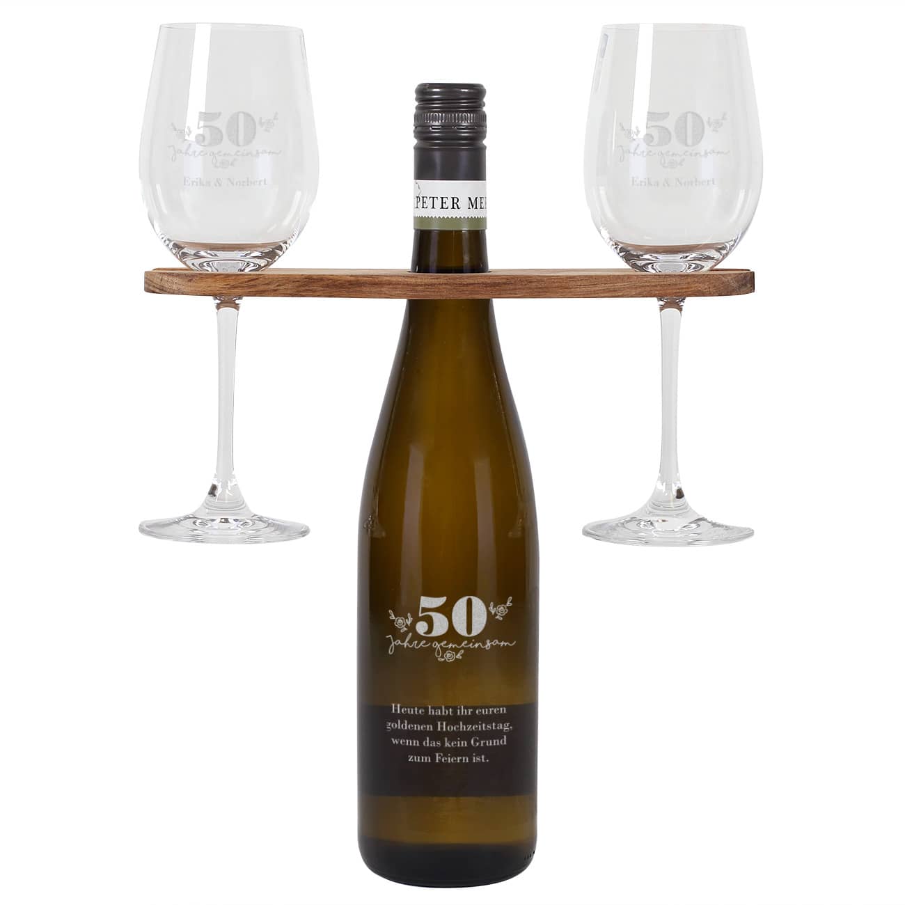 Geschenkset zum Hochzeitstag mit Namen, Wunschtext; Jubiläum