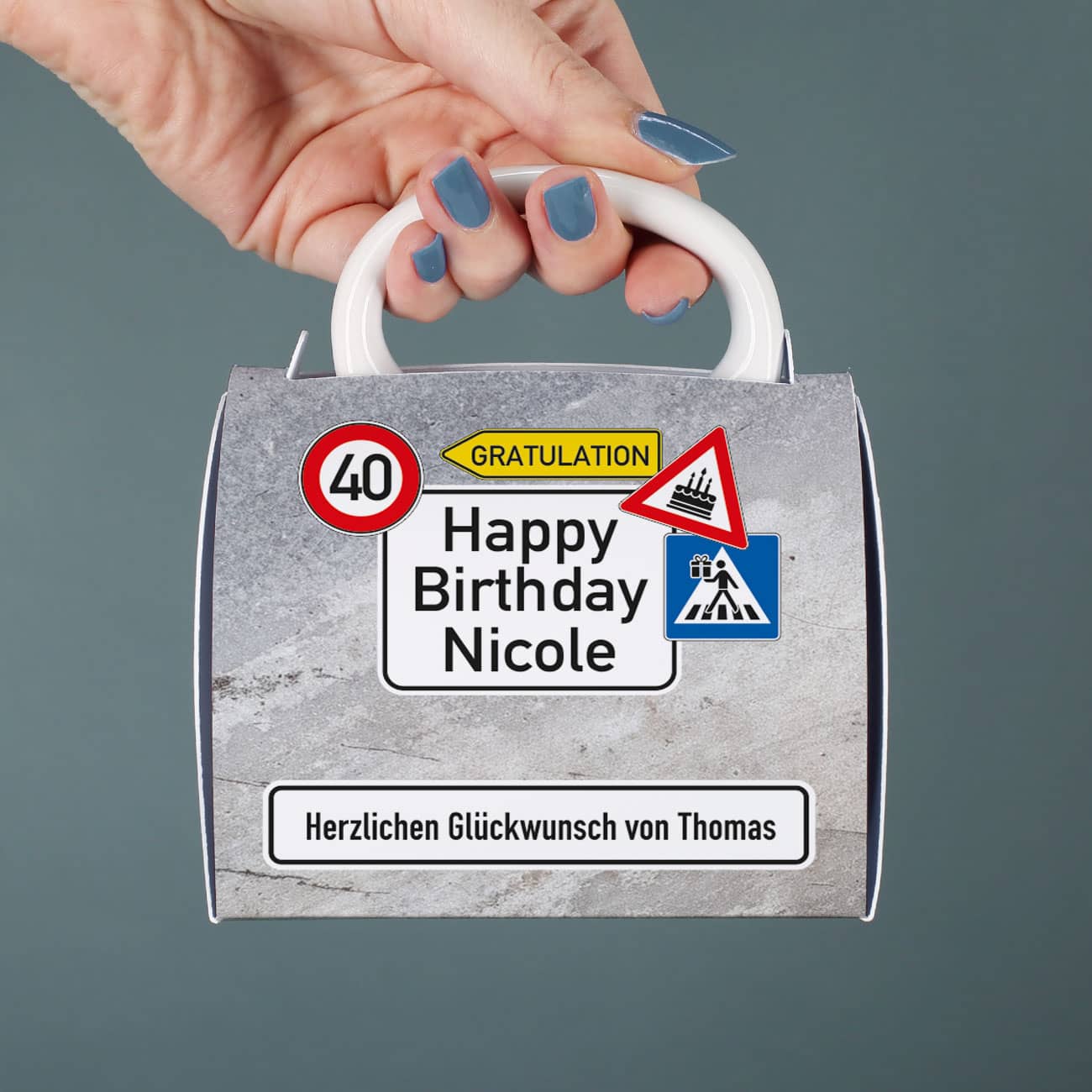 Tasse zum Geburtstag in Tassentasche 