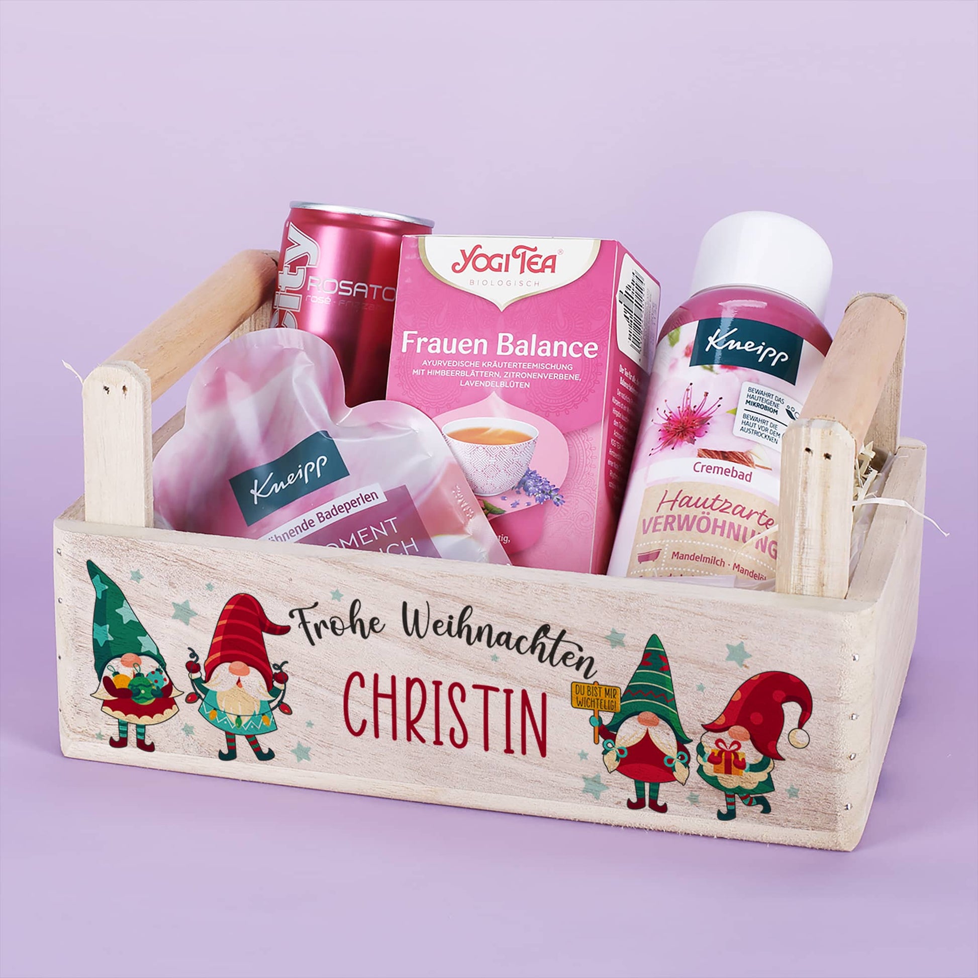 Geschenkkorb mit Wichtelmotiv und Füllung