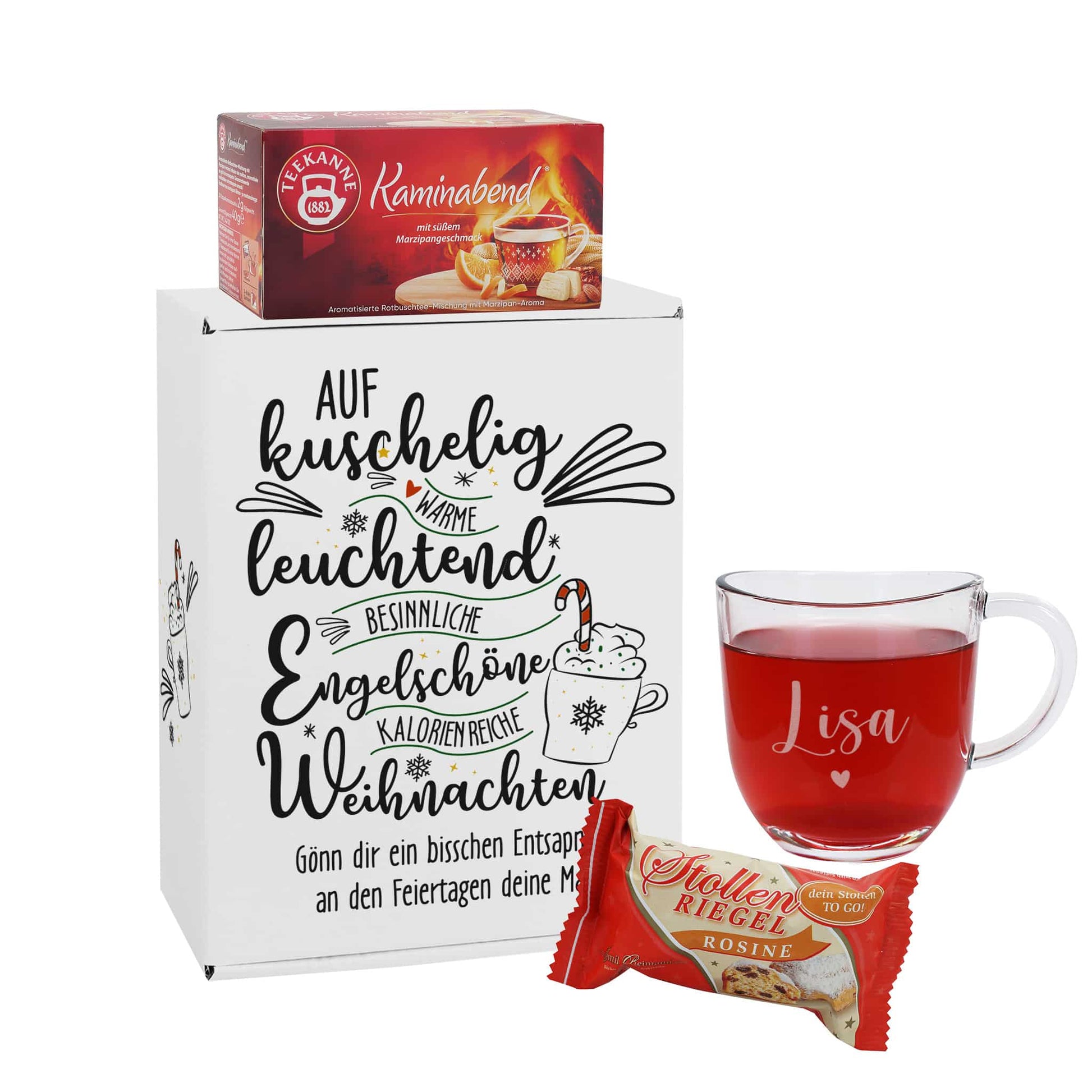 Tee Geschenkset zu Weihnachten mit Personalisierung