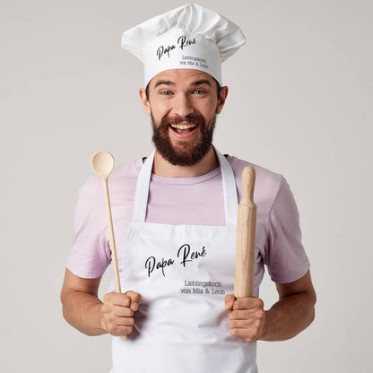 Geschenkset mit Kochmütze und Schürze mit Ihren Wunschtexten bedruckt