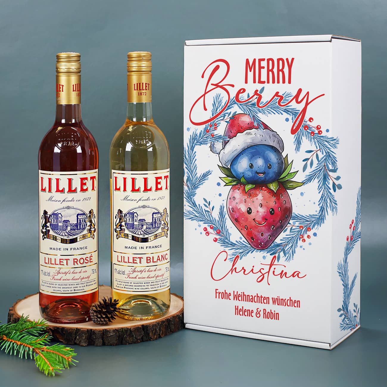 Lillet Geschenkset "Merry Berry" mit Personalisierung zu Weihnachten