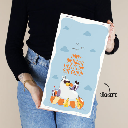 Rückseite der Geschenkverpackung mit Wunschtext personalisiert