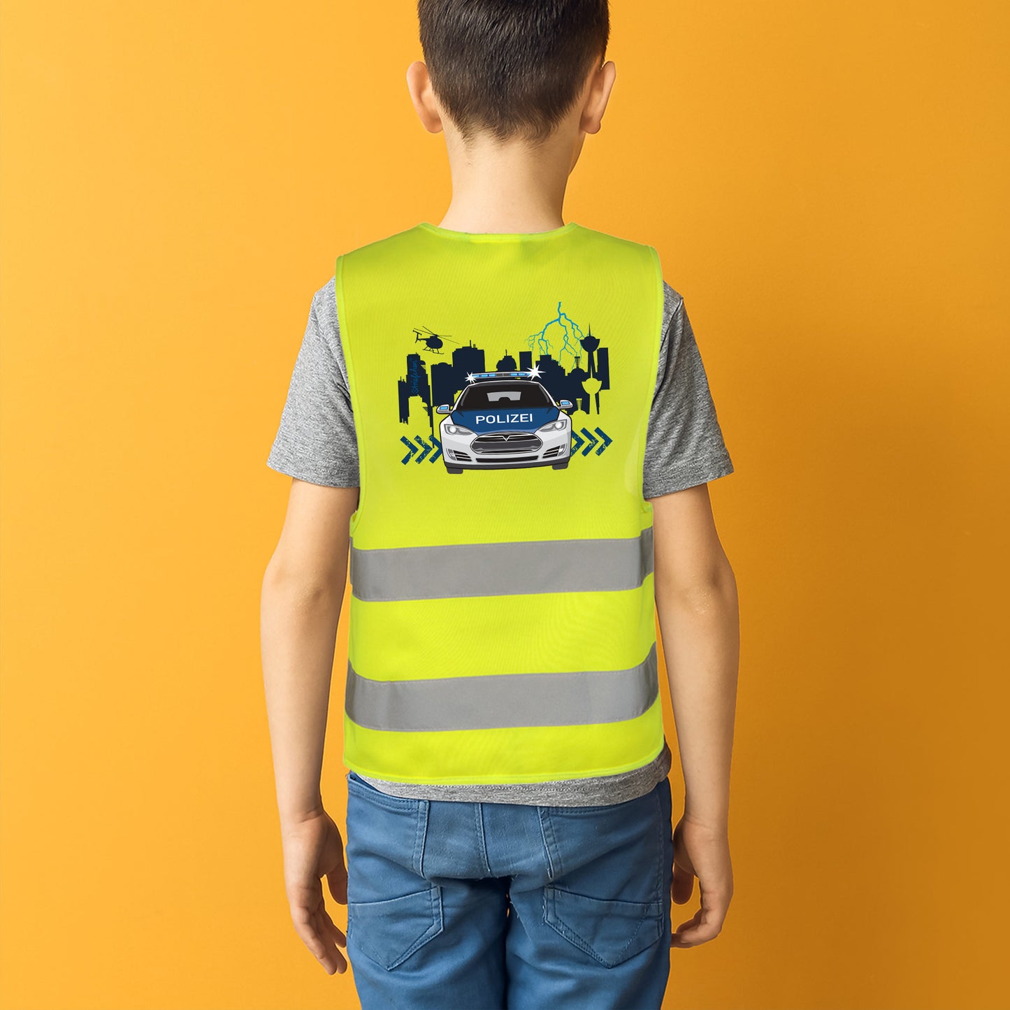 Warnweste in Gelb mit Polizei-Aufdruck