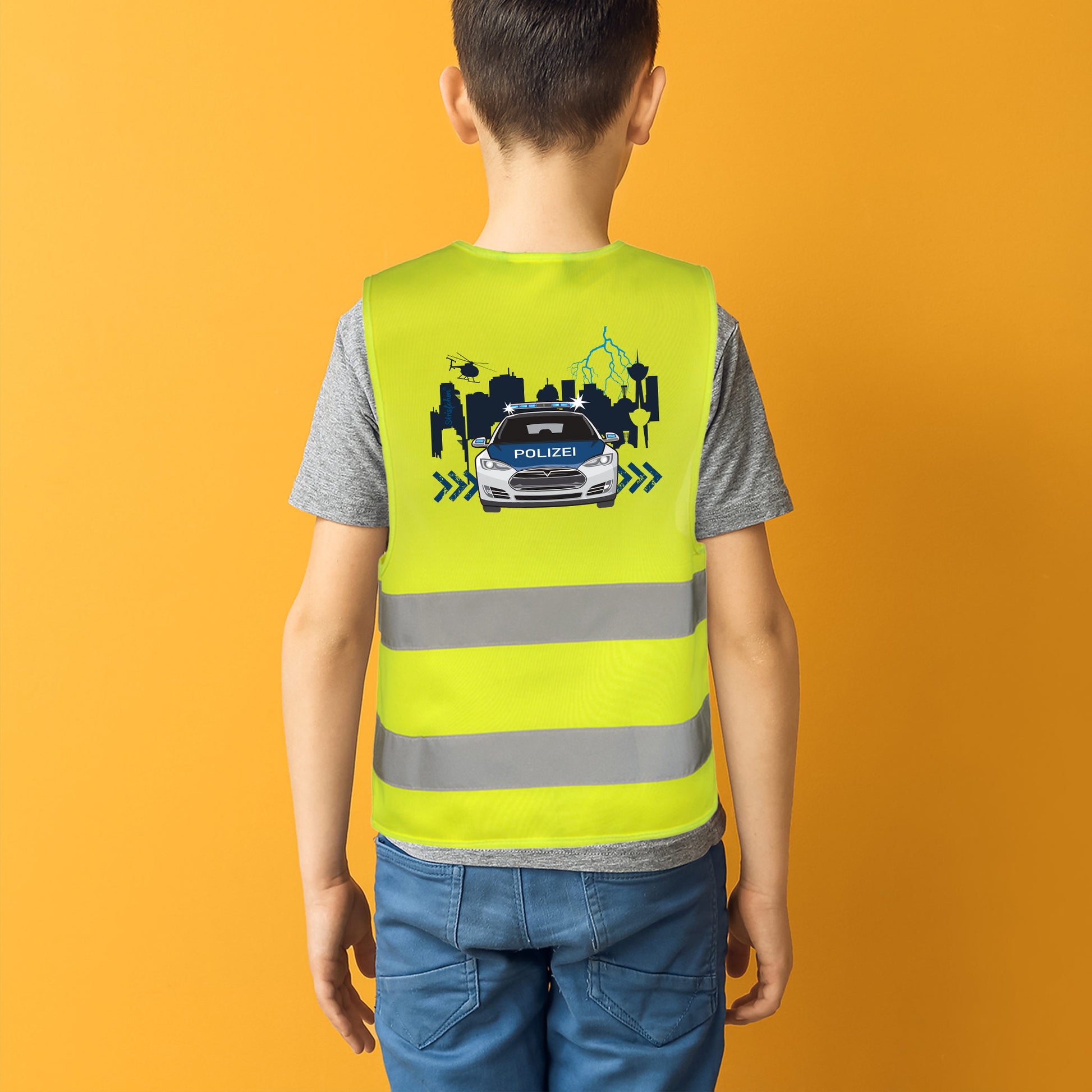 Warnweste in Gelb mit Polizei-Aufdruck