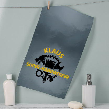 Personalisiertes Handtuch mit Handwerker-Aufdruck und Wunschname
