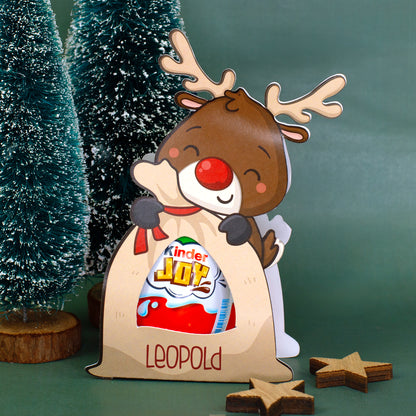 Rentier-Geschenkverpackung mit Kinder Joy und personalisiertem Namen Leopold