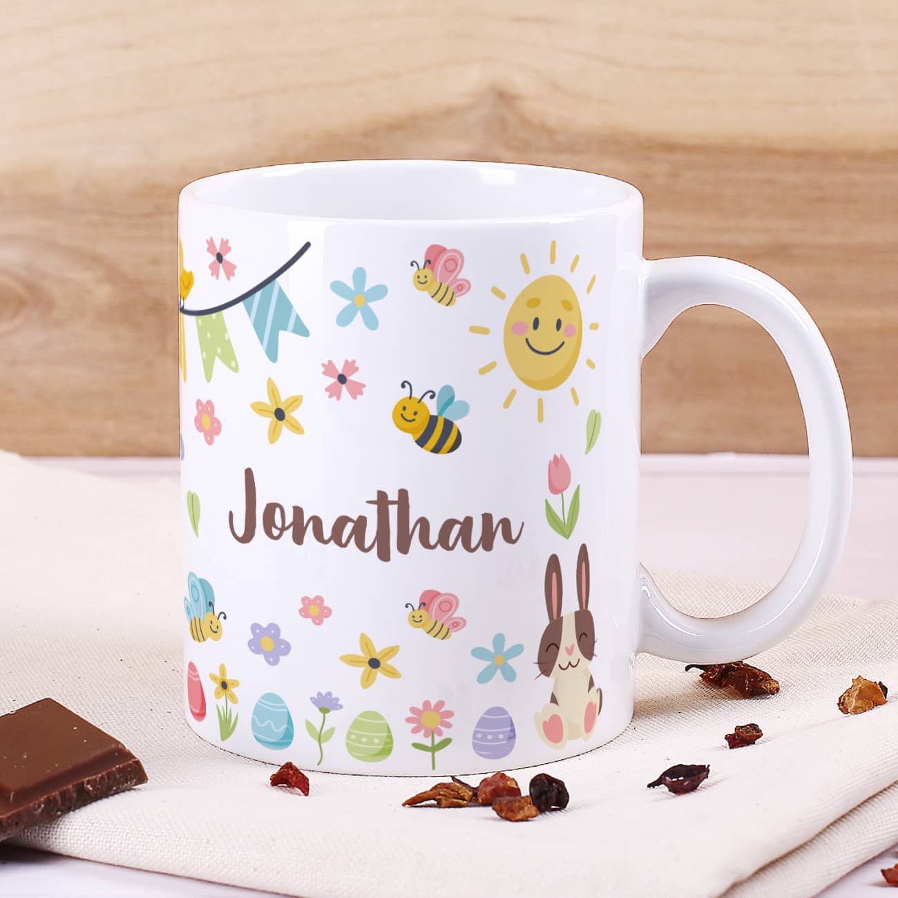 Bunt bedruckte Tasse zu Ostern im Set für Kinder oder Erwachsene