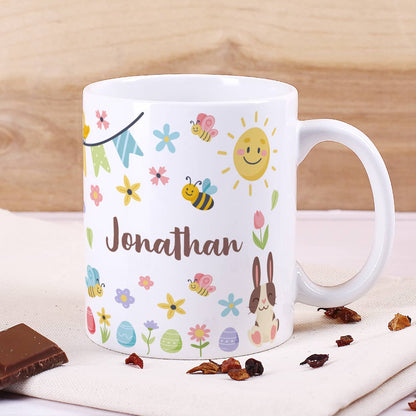 Bunt bedruckte Tasse zu Ostern im Set für Kinder oder Erwachsene