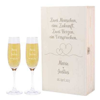 Geschenkset personalisiert mit Namen und Datum der Hochzeit