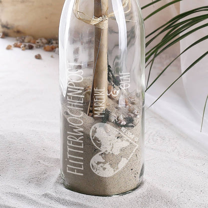 Persönlich gravierte Glasflasche als Flaschenpost