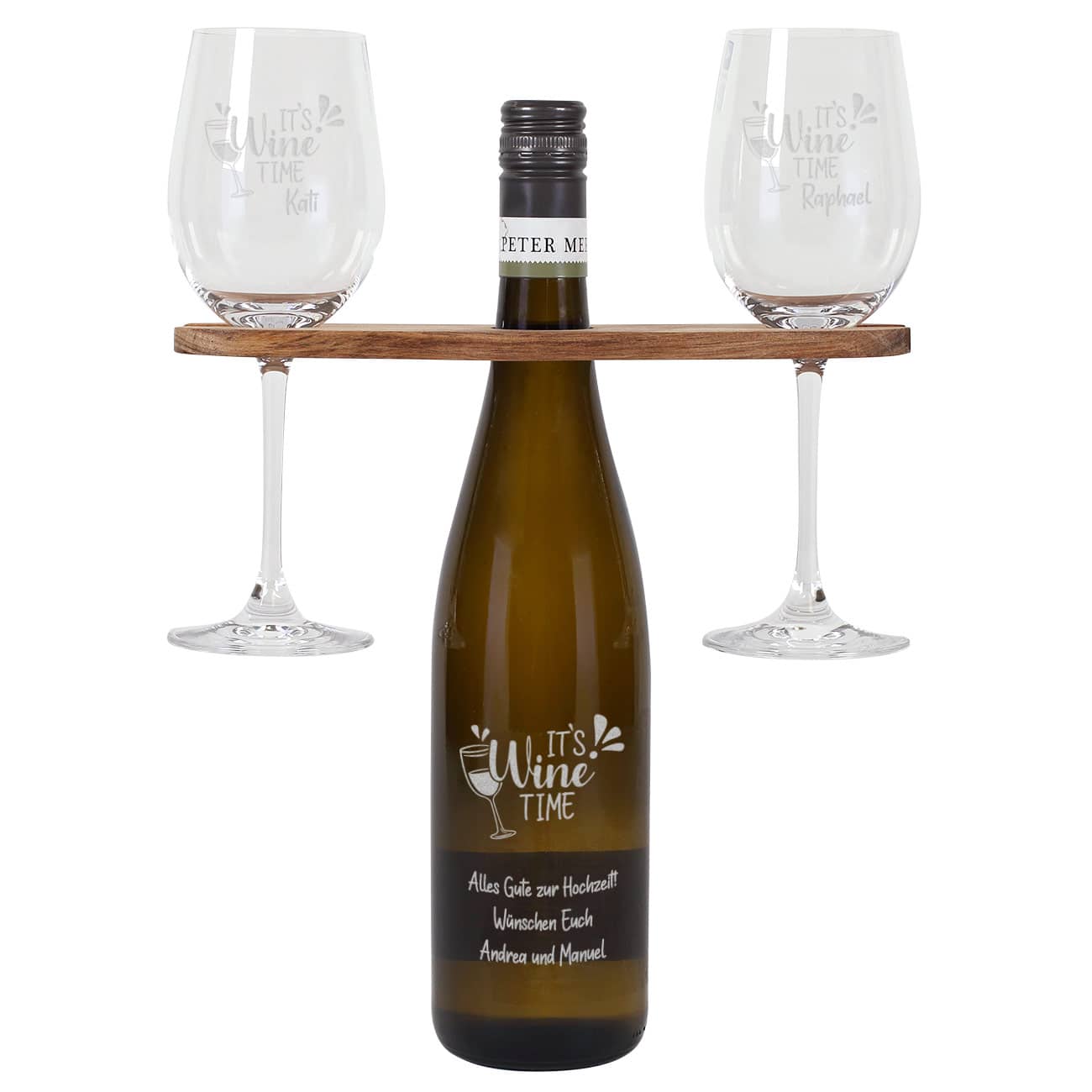 It`s Wine Time - Geschenkset mit silberner Gravur auf der Flasche