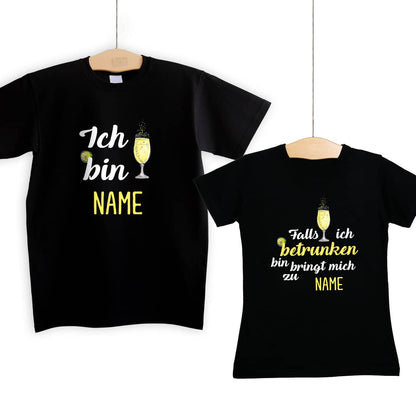 Partner-Shirts Secco mit Name - Falls ich betrunken bin, bringt mich zu...