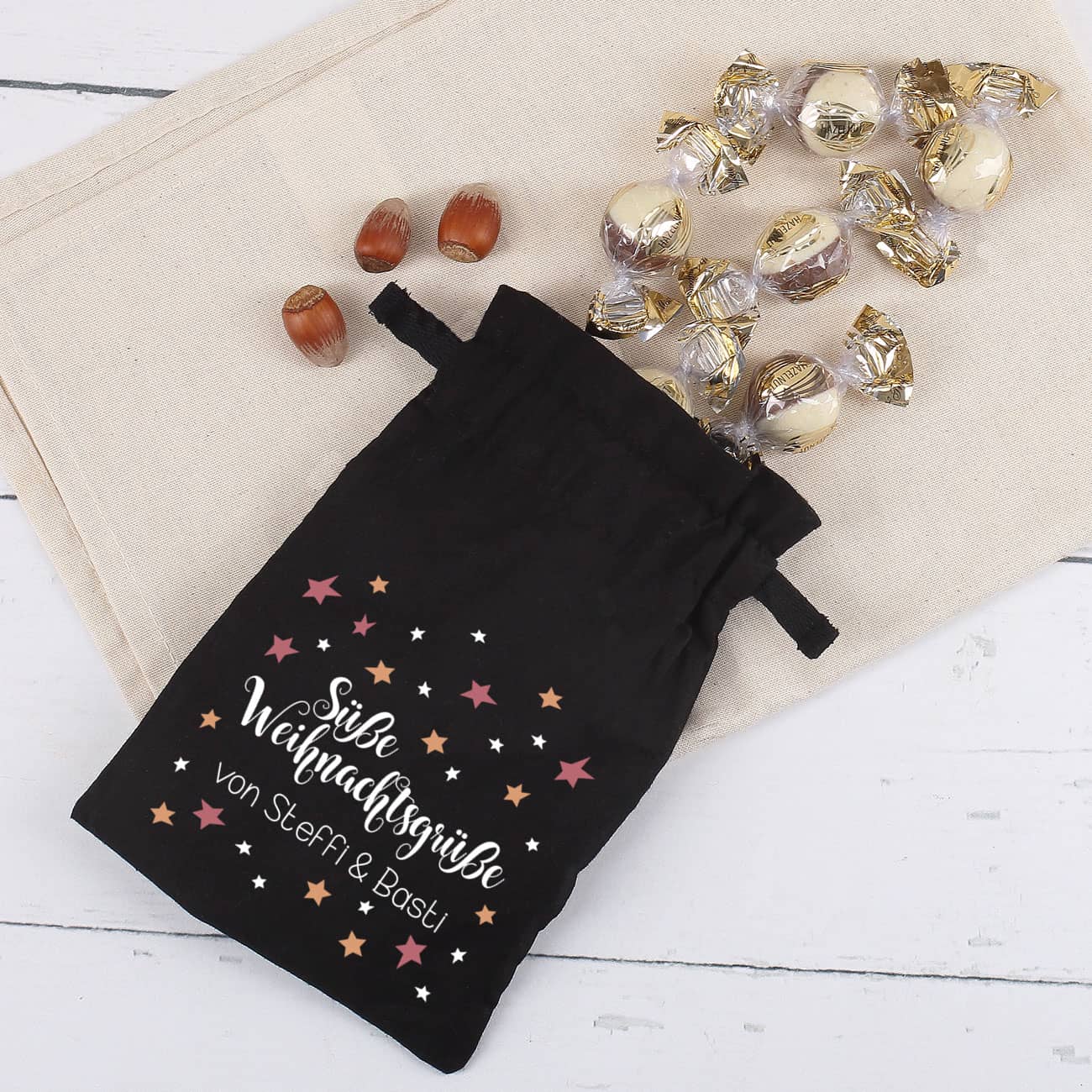 Pralinen mit Stoffsäckchen