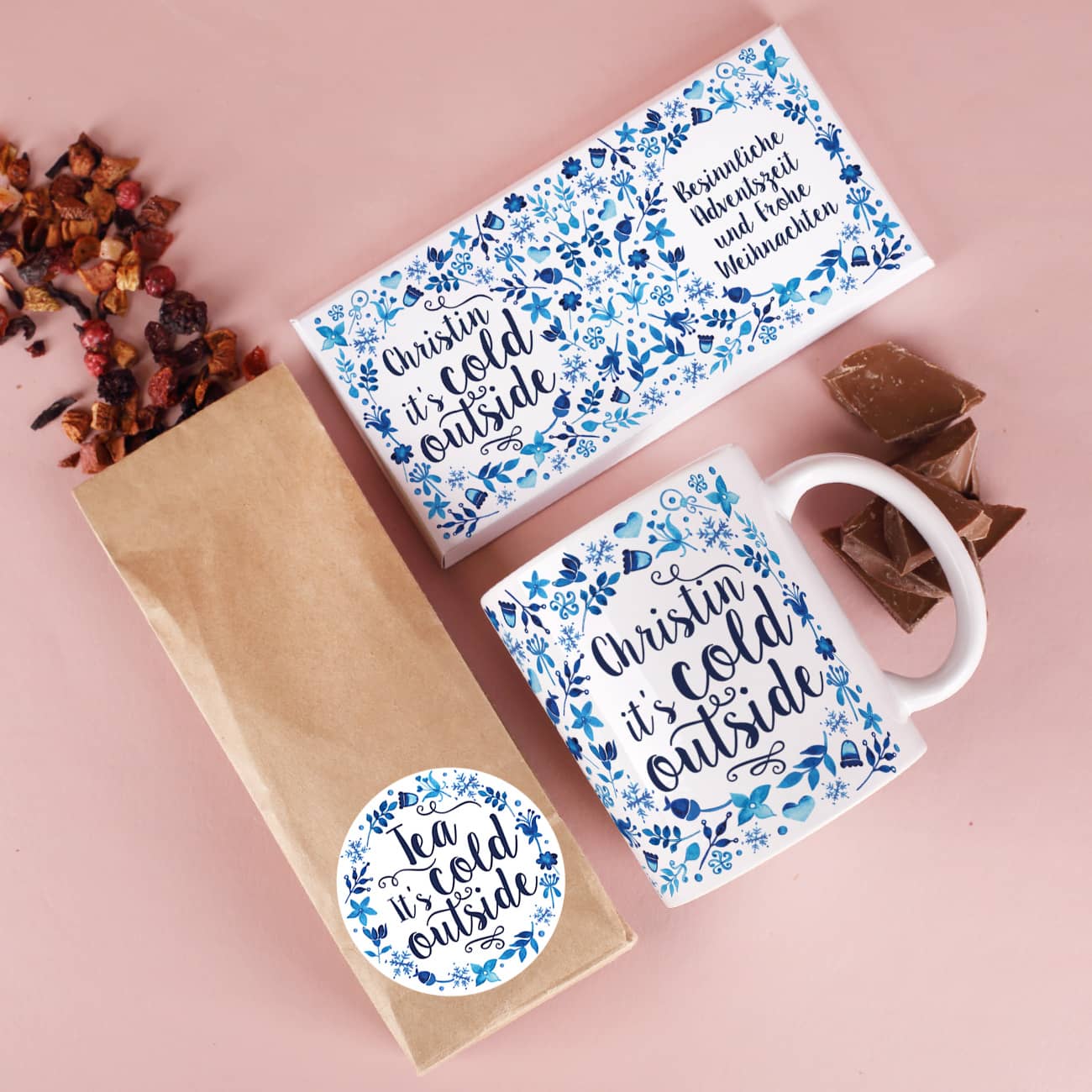 It’s cold outside Wintermotiv Schokolade mit Name und Wunschtext