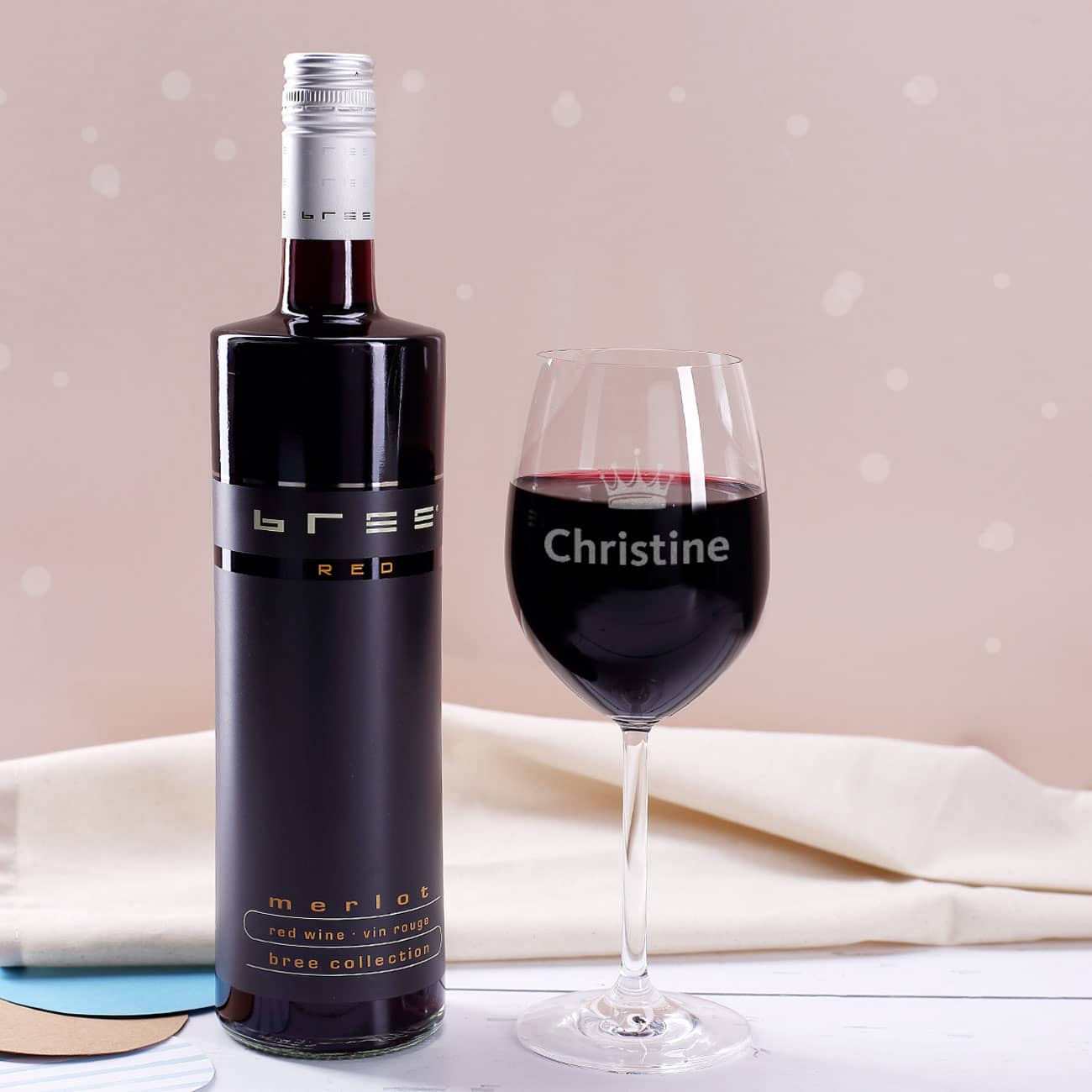 Weinset - Auf die Freundschaft mit graviertem Glas