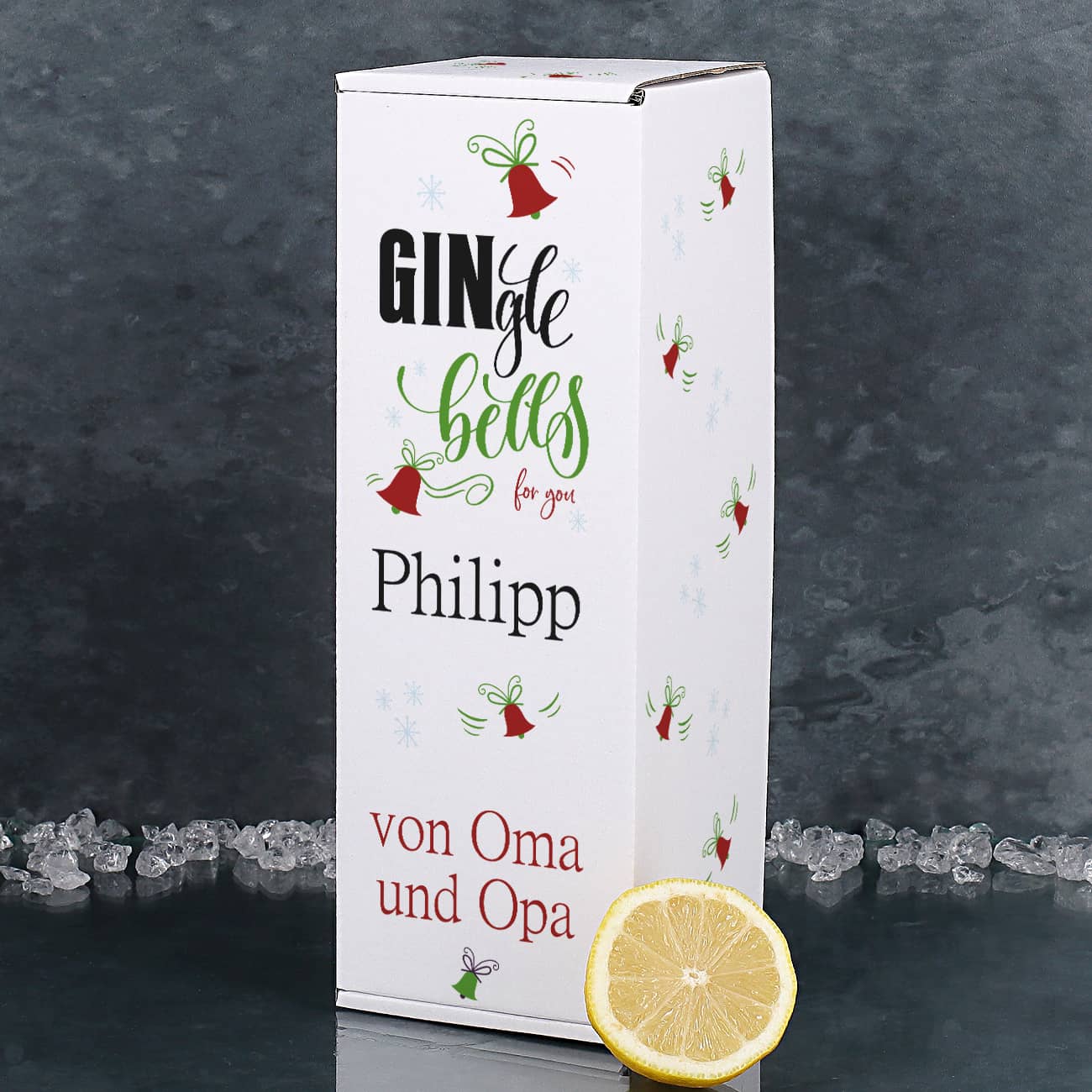 Ginglasverpackung Vorderansicht
