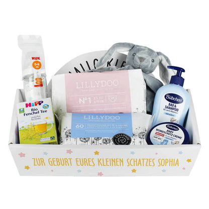 Gefüllter Geschenkkorb zur Geburt - ein rundum perfektes Geschenk