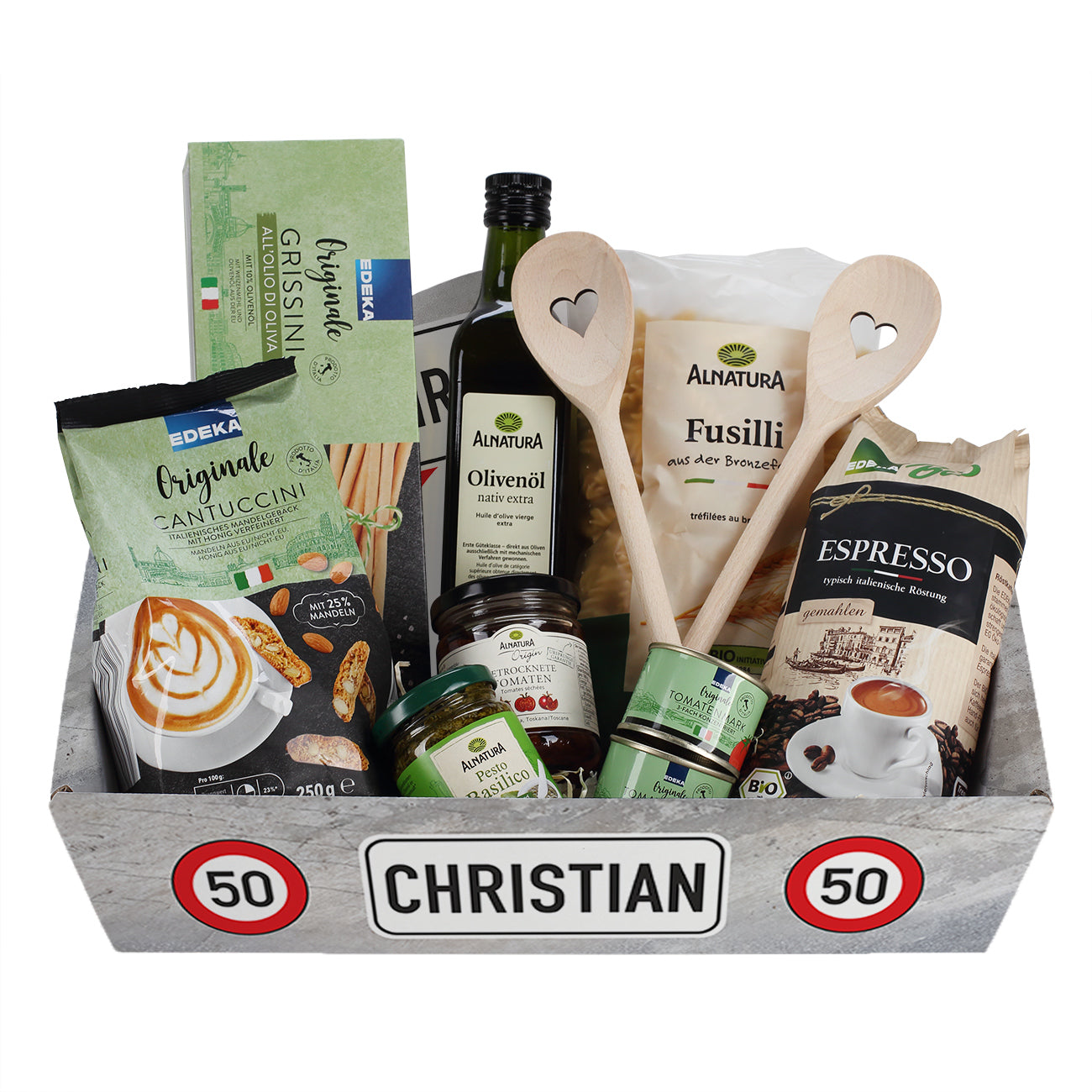 Geschenkkorb zum Geburtstag - Verkehrszeichen - mit verschiedenen Füllungen