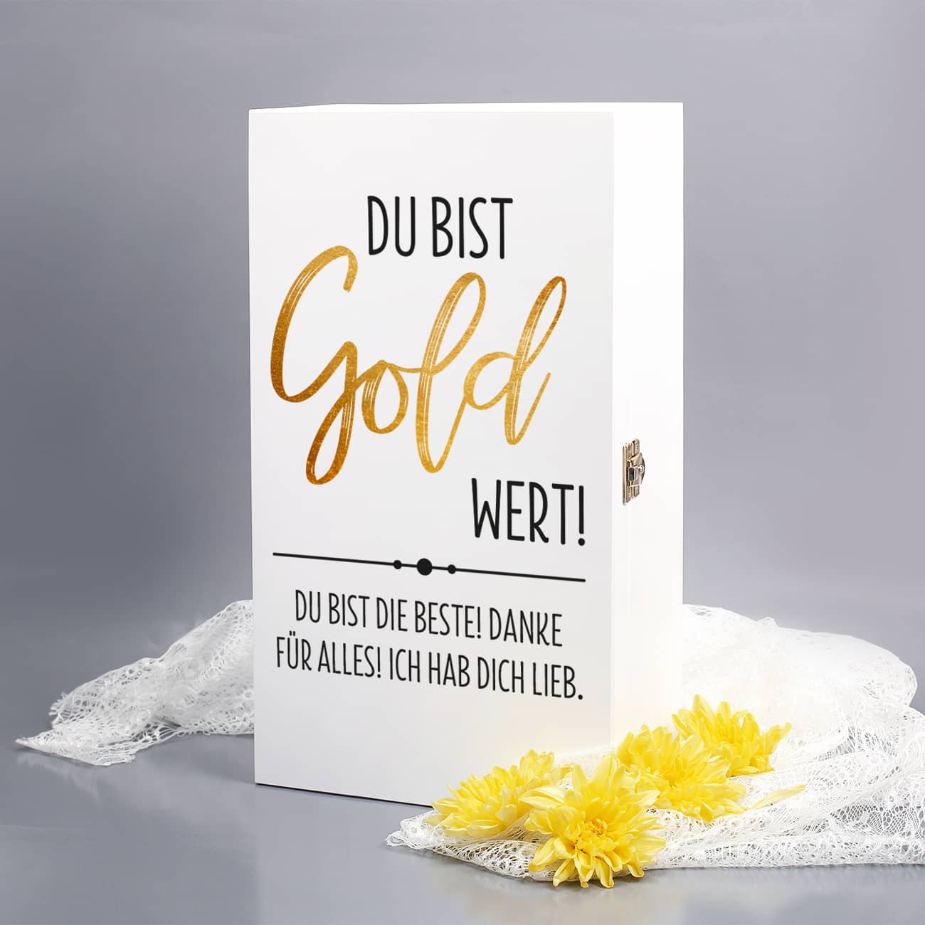 Geschenkkiste mit Text nach Wunsch personalisiert