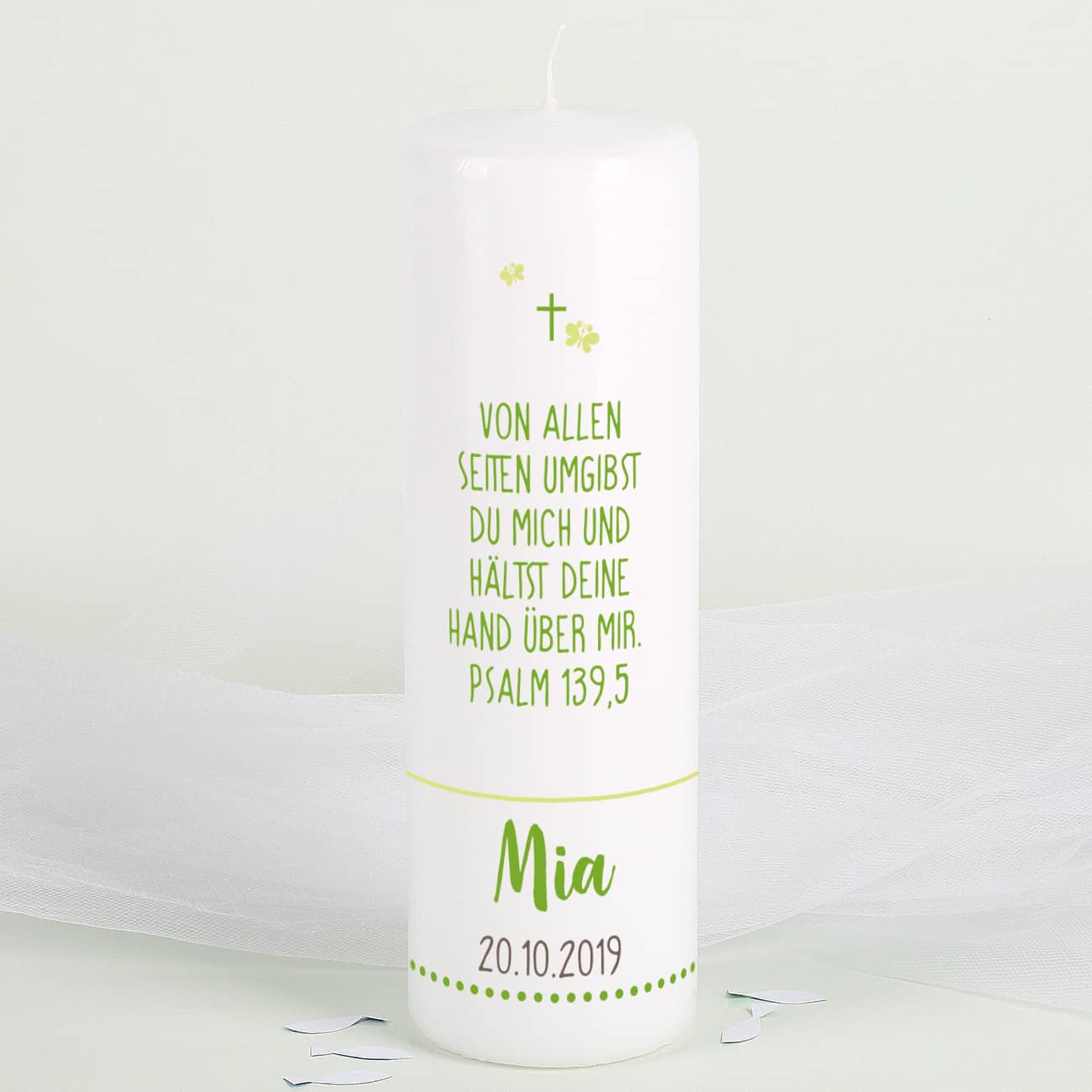 Rückseite Kerze mit Ihrem Wunschtext 