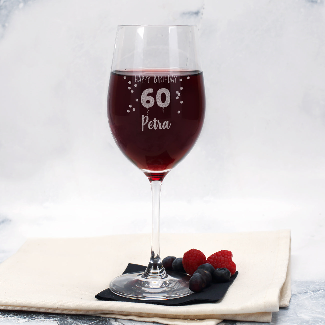 Happy Birthday 60 - Biorebe Geschenkset mit Weinglas in Geschenkbox | Nachhaltiger Wein