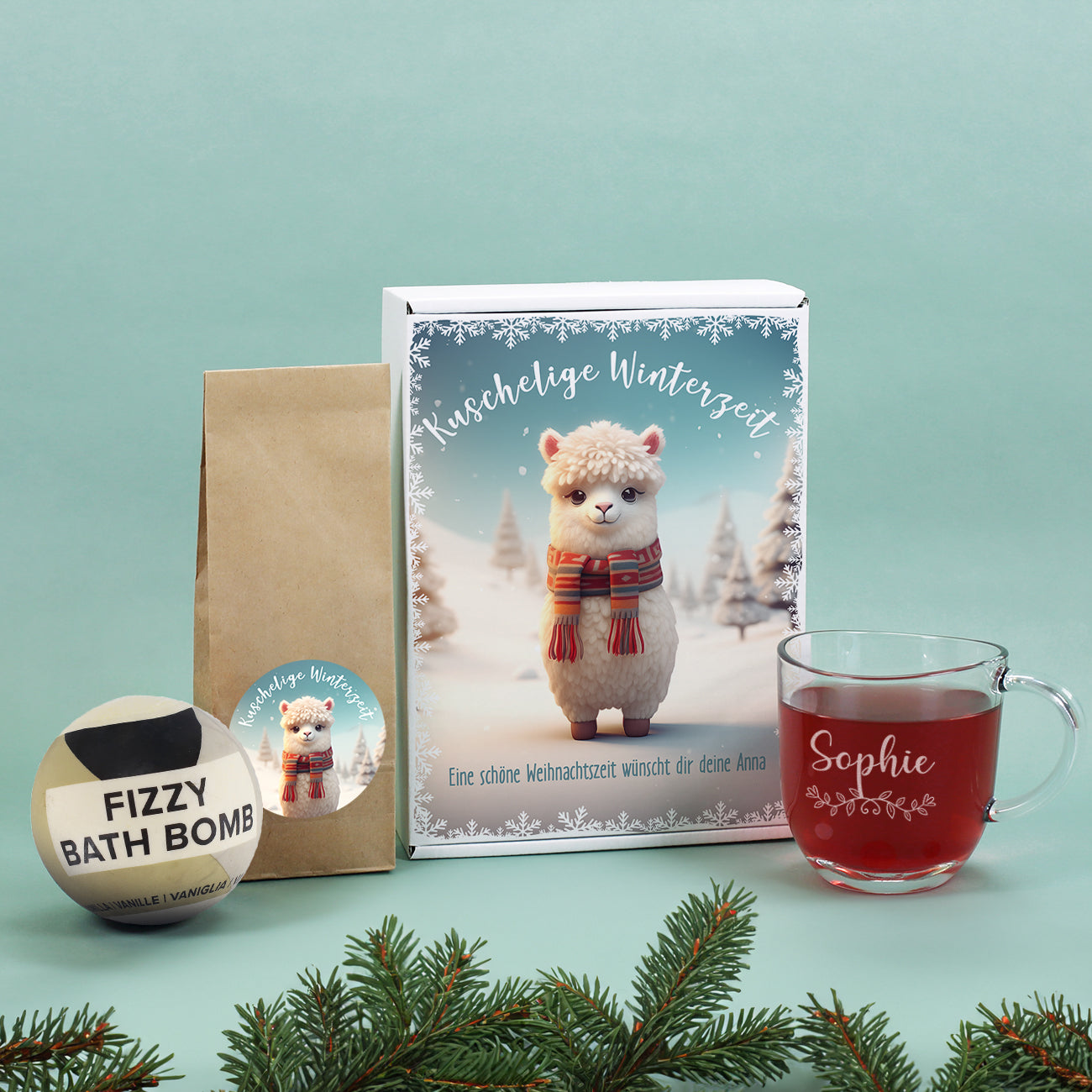 Teeset für eine kuschlige Winterzeit mit Personalisierung