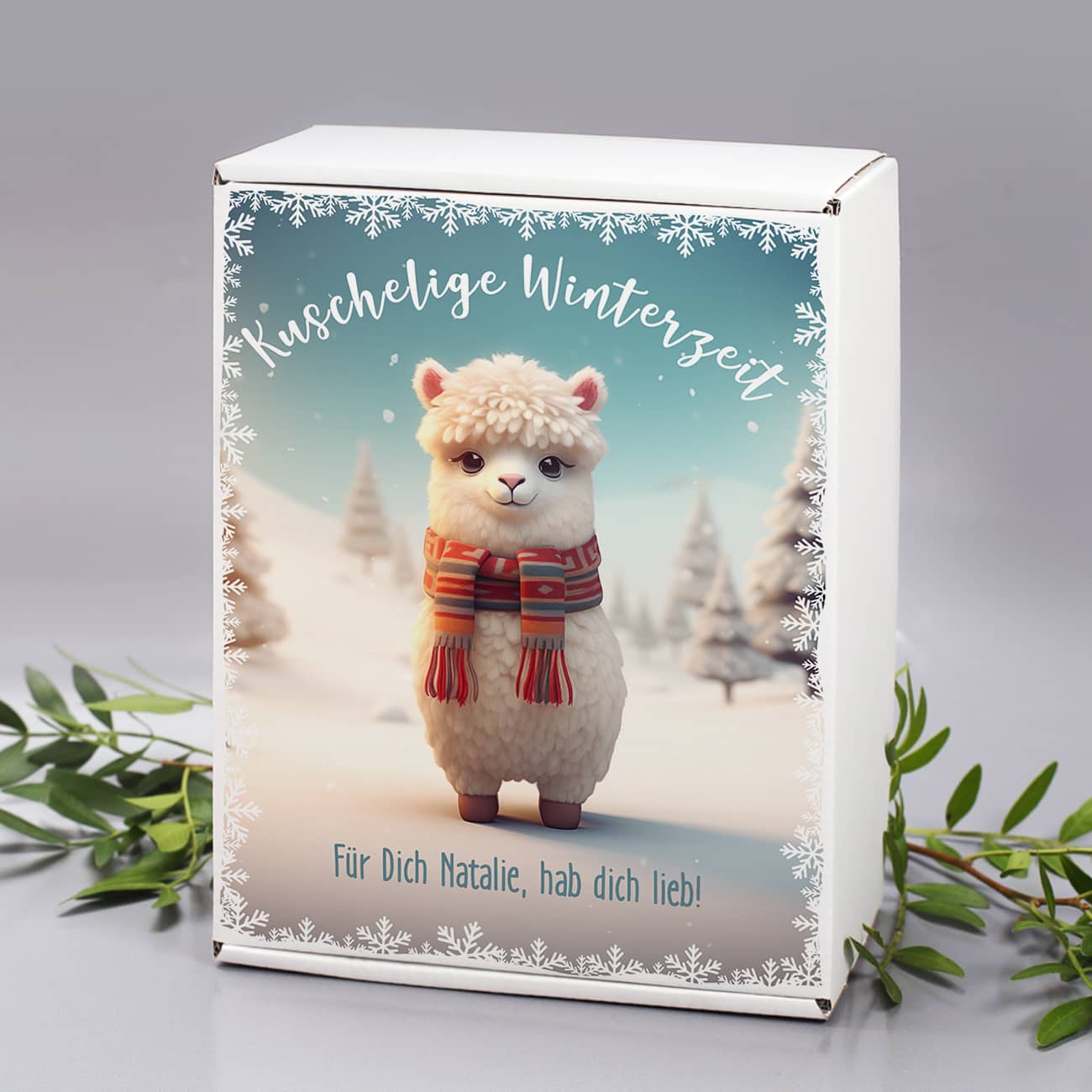 Personalisierte Geschenkverpackung mit Text nach Wahl