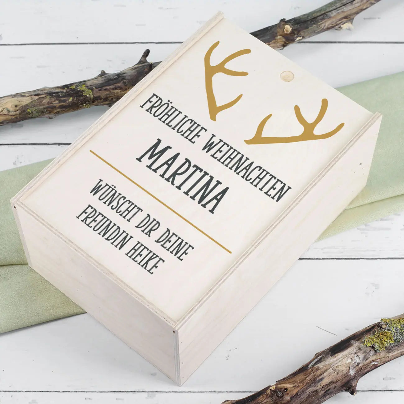 Bio Wein Geschenkset zu Weihnachten mit graviertem Glas und Box