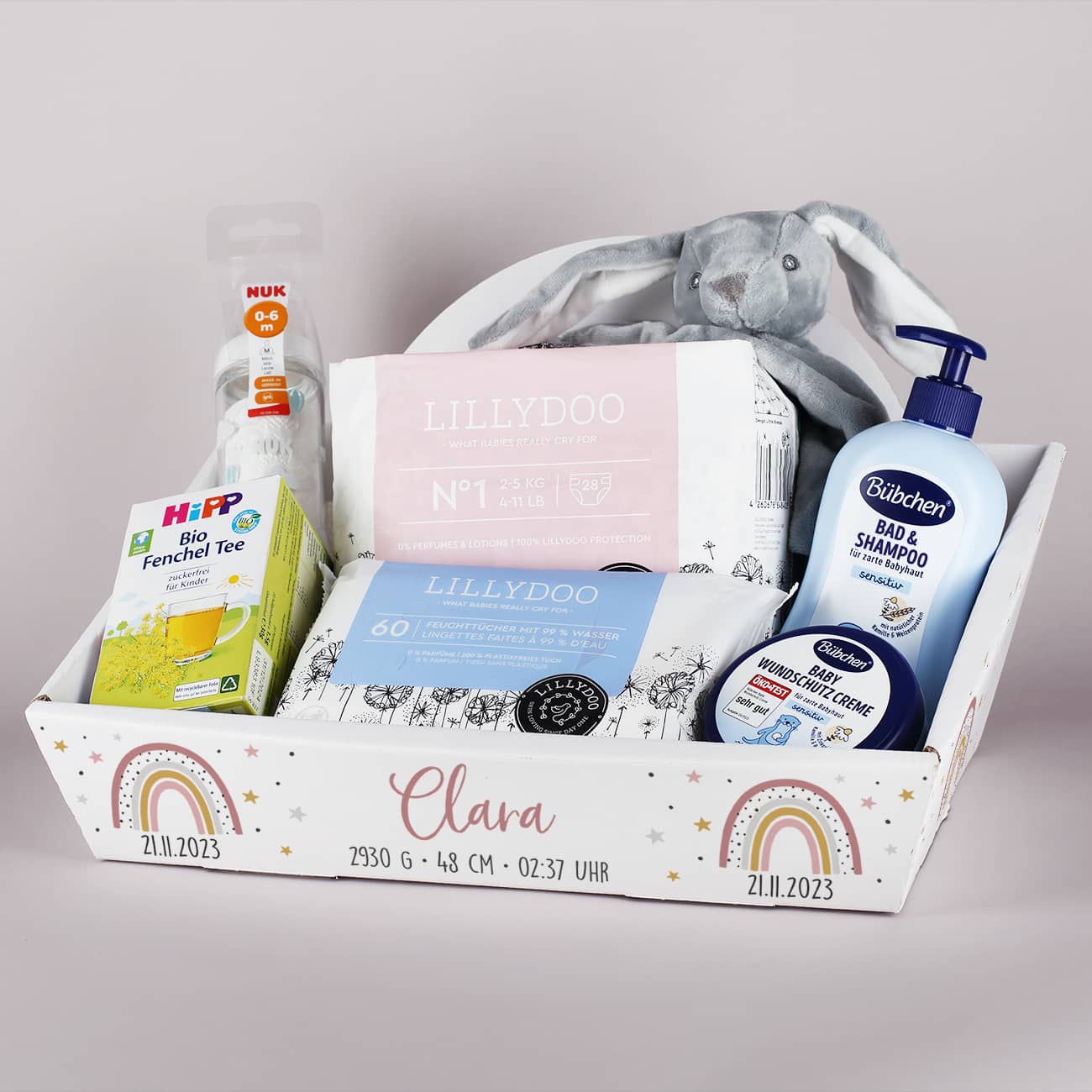 Geschenkkorb Regenbogen zur Geburt