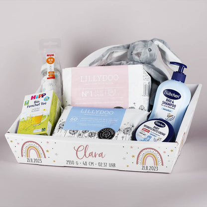 Geschenkkorb Regenbogen zur Geburt