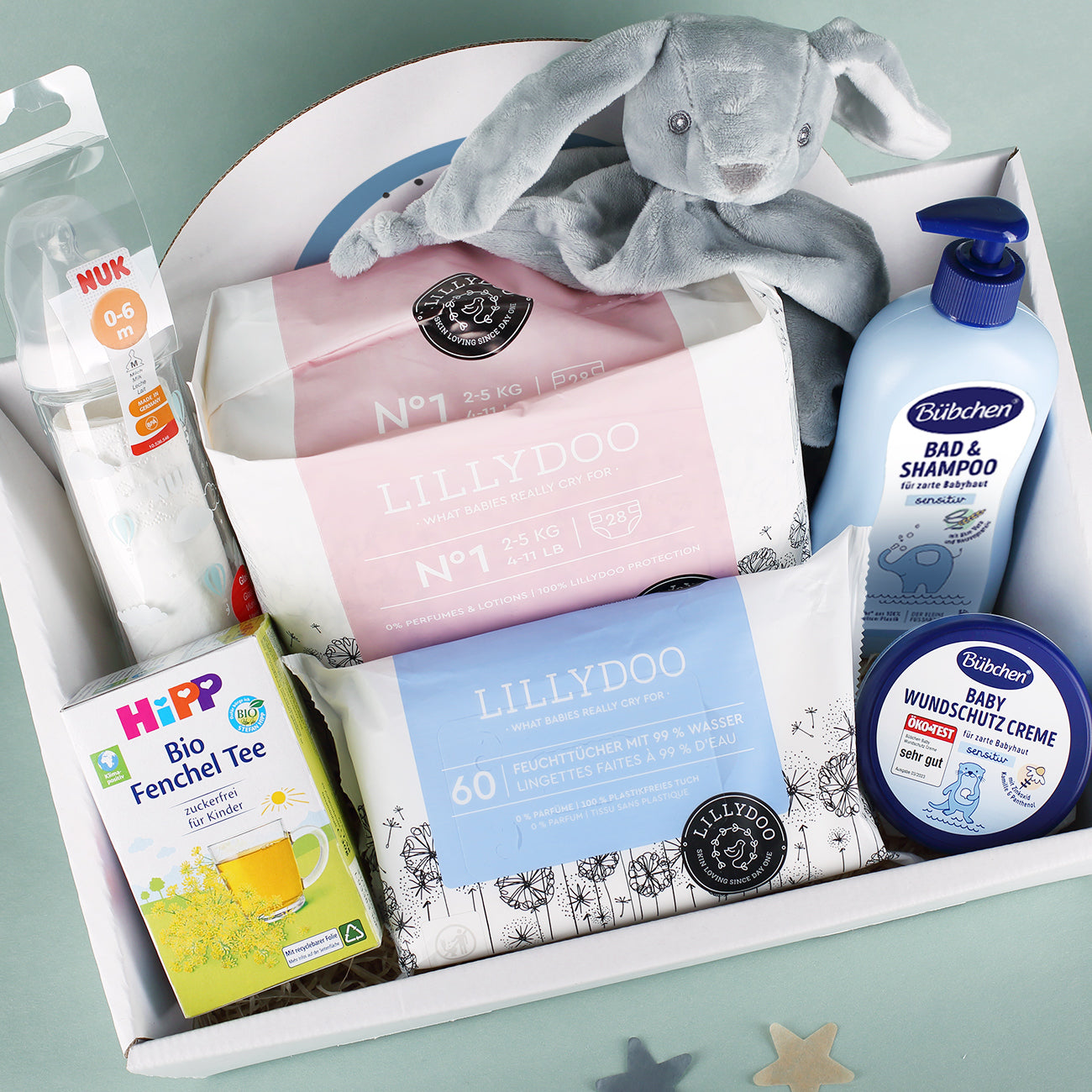 Geschenkkorb Regenbogen zur Geburt