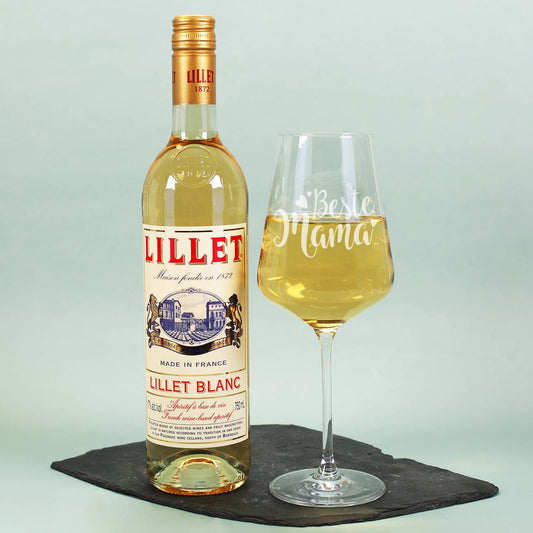 Lillet Blanc mit hochwertig gravierten Weinglas von Leonardo
