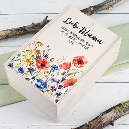 Geschnkbox mit toller Frühlingswiese und Ihrem Wunschtext bedruckt