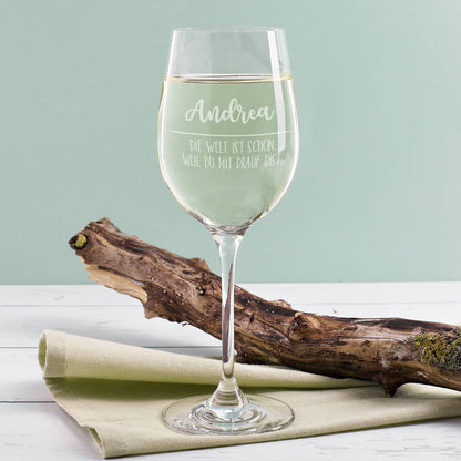 Weinglas mit schönem Spruch und Namesngravur