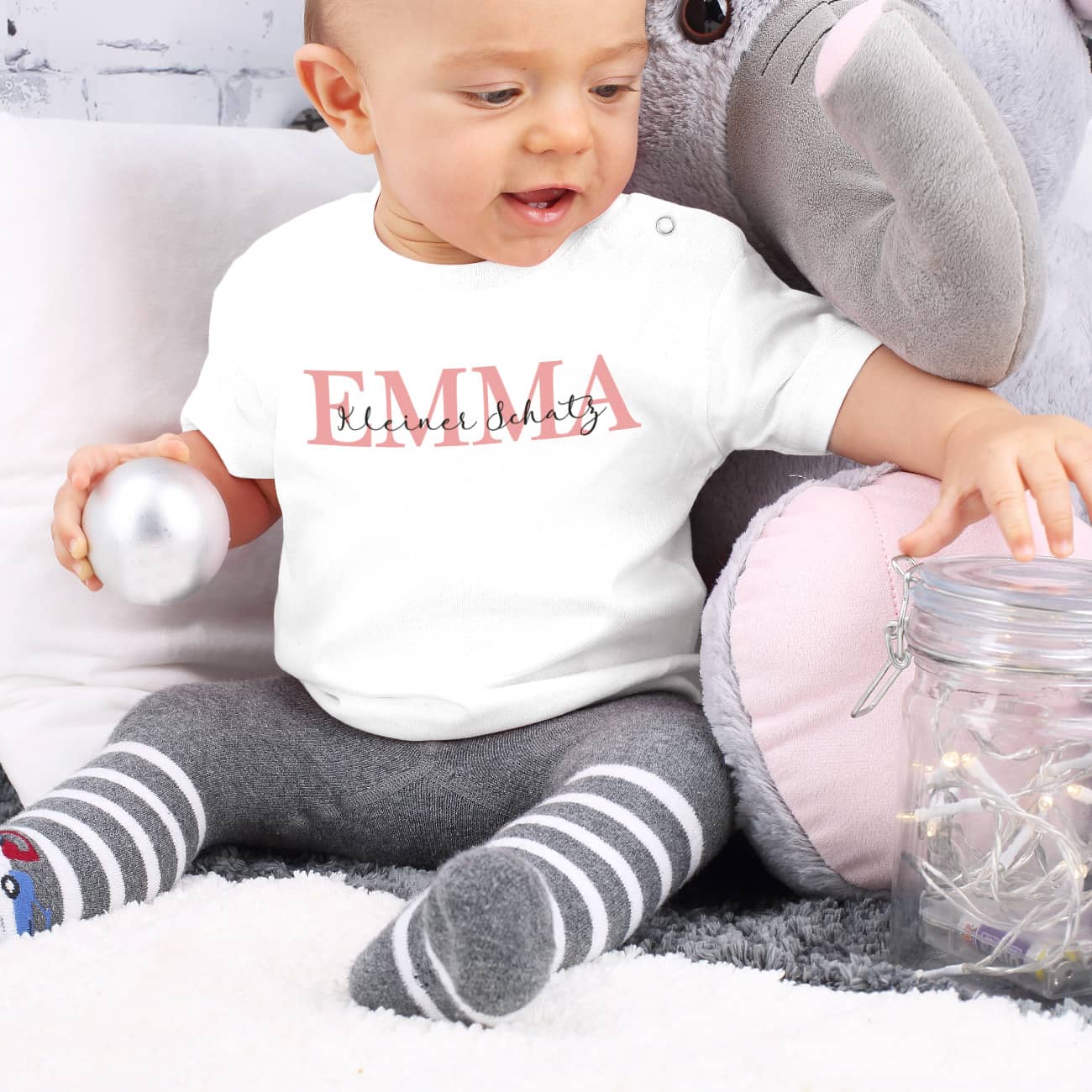Weißes Baby T-Shirt mit Aufdruck
