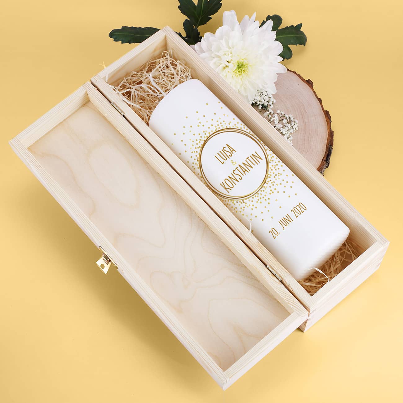 Schöne Aufbewahrungsbox für Ihre Hochzeitskerze