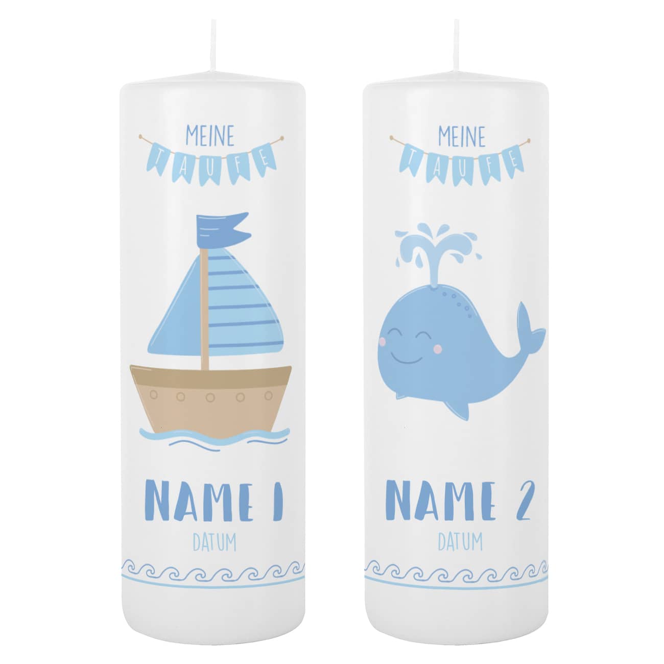 Taufkerzen für Zwillinge mit Ihren persönlichen Daten