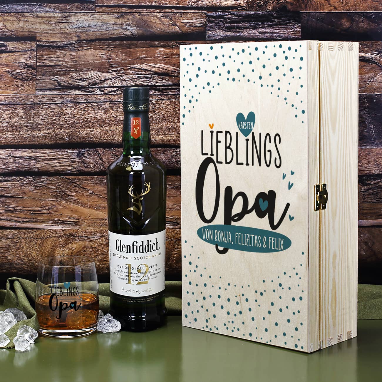 Lieblingsopa - Glenfiddich Whisky Geschenkset mit ihrem Wunschtext