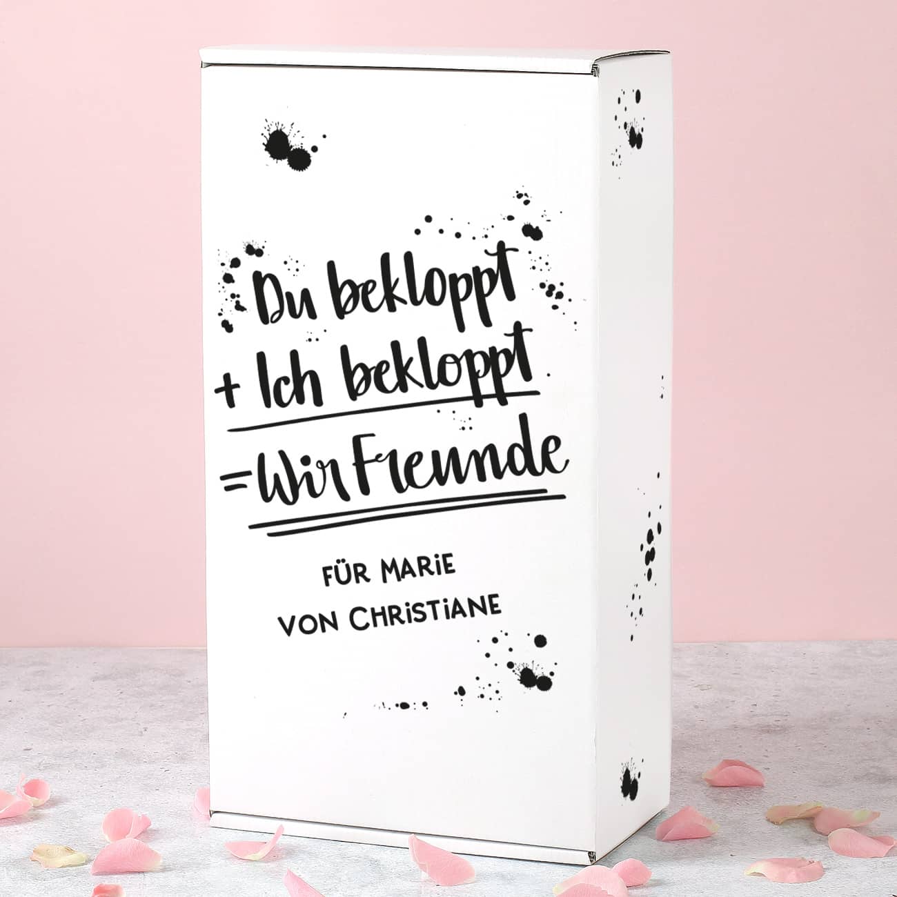 Du bekloppt, Ich bekloppt, Wir Freunde - Geschenkset mit Sekt und Sektglas