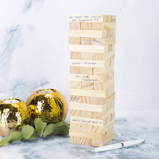 Jenga Spiel als Gästebuch zur Hochzeit
