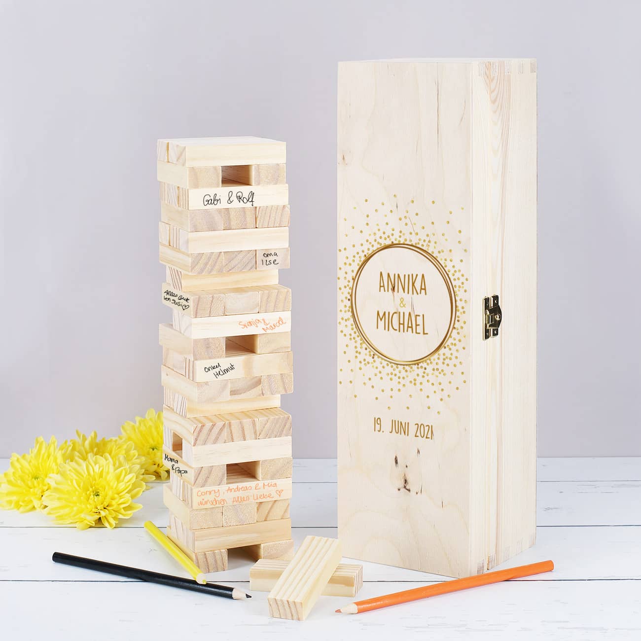 Gästebuch der anderen Art - Als Jenga Turm zur Hochzeit