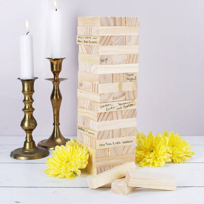 Jenga Wackelturm als individuelles Gästebuch zum Beschriften