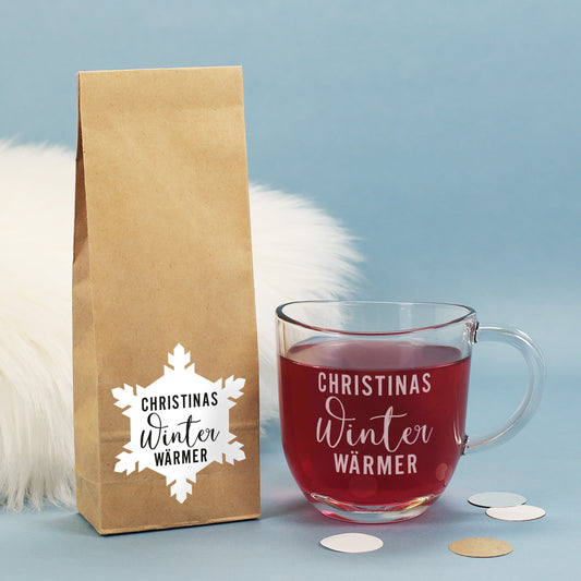 Tee-Set - Winter Wärmer - mit graviertem Teeglas und Teepäckchen