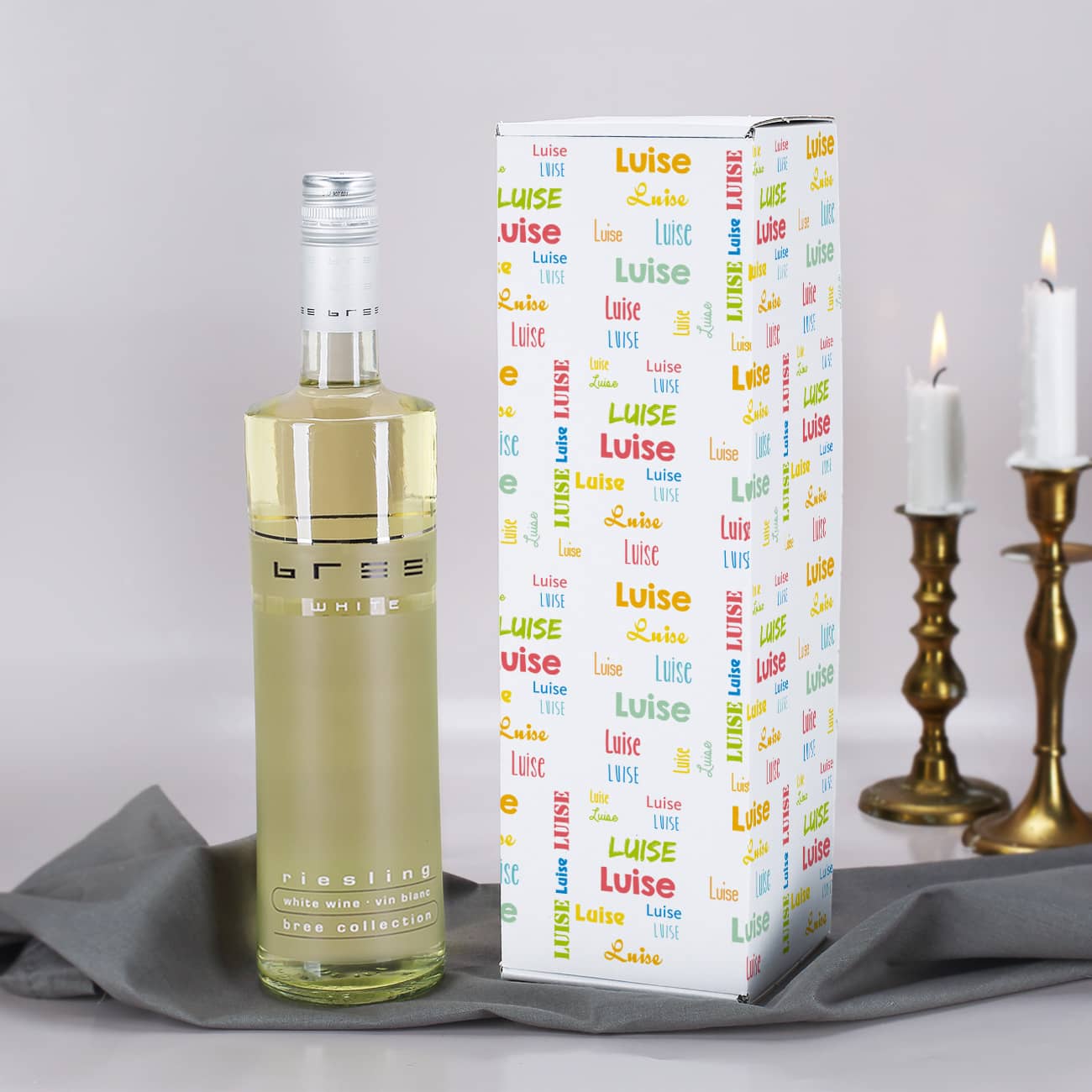 Weißwein in personalisierter Verpackung mit Name