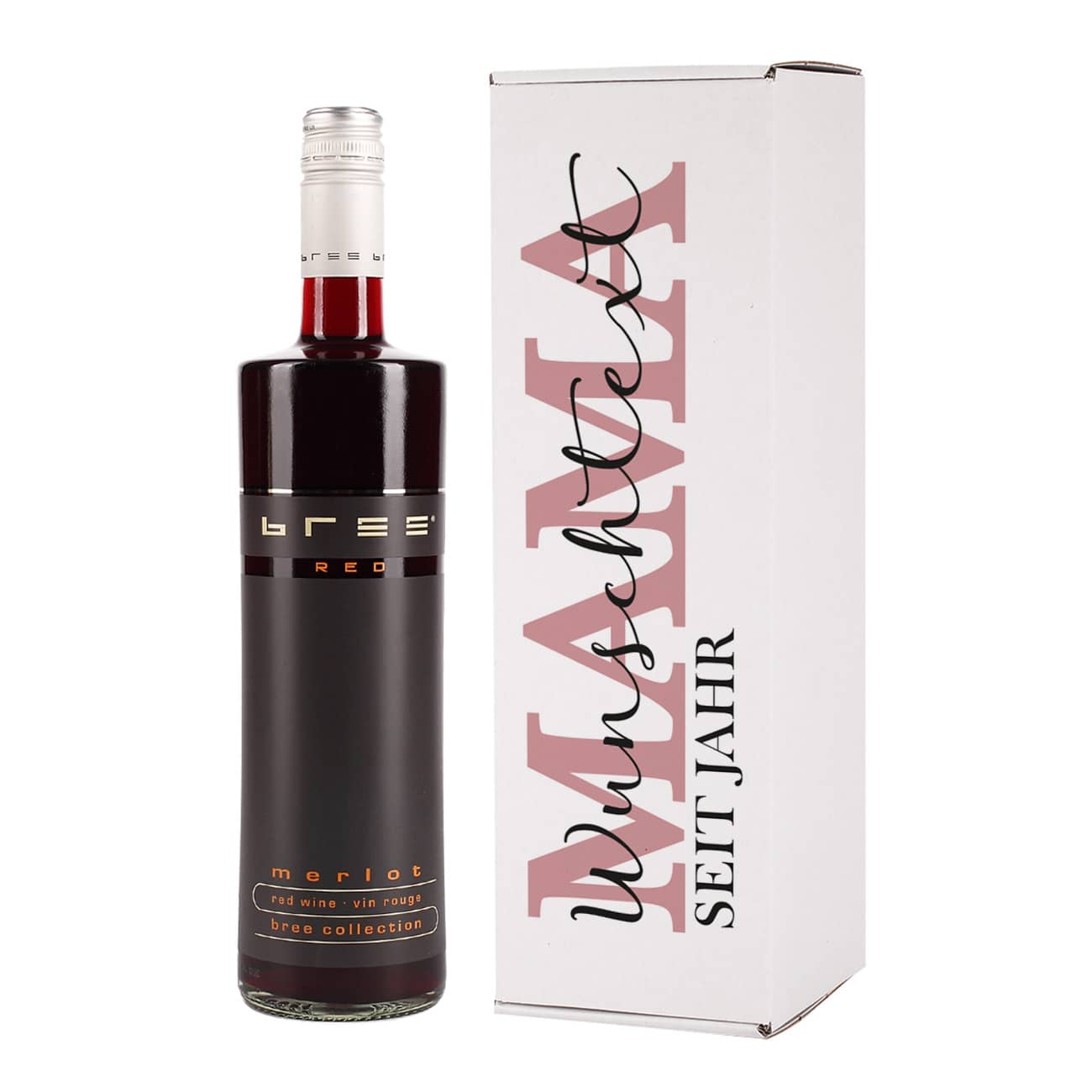 Rotwein mit Flaschenvwepackung zum Muttertag