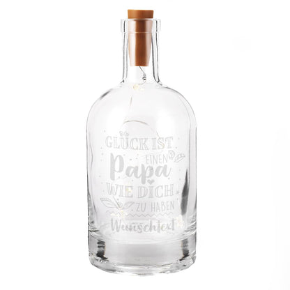 Beleuchtete Flasche zum Vatertag mit Gravur